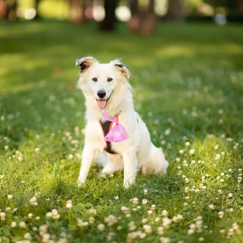 Image of HZDHCLH Poop Bags for Dogs Leak Proof Extra Thick Dog Poop Bags, Pink Cat's Paw 8 Rolls 9 inch x 13 inch Lavender Scented Pet Waste Bag, 120 Count
