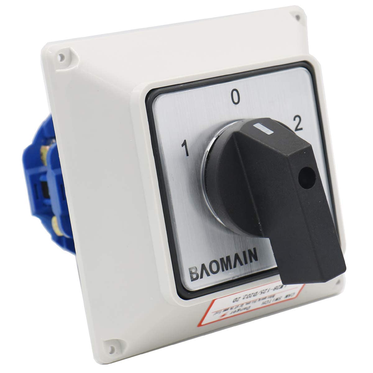 Baomain Rotary Cam Changeover Switch with Exterior Box 125A 8-Terminals 3 Positions 2-Pole (2 Phase) LW28-125/D202.2D AC 660V, Ideal for Motor Reversing, Power Distribution & Speed Control