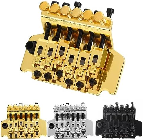 Guitar Tremolo Bridge, Guitar Double Locking Tremolo Bridge System Assembly Set Double Rocking Spring Stabilizer Device for Electric Guitar (Gold) Tremolo Gold Bridge