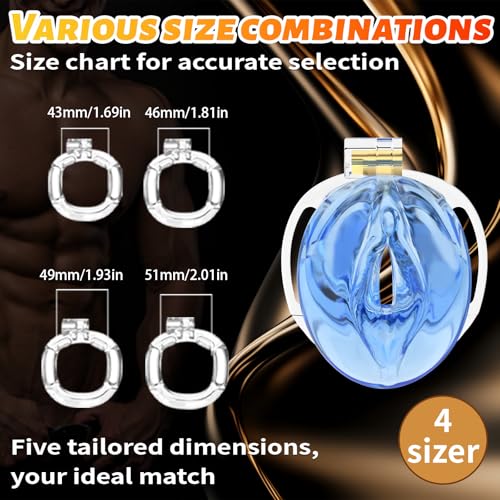 Image of Male Chastity Cage 3D Printed Sissy Cage Cock Cage with Soft TPE Bondage Gear & Accessories Adult Sex Toys Slave Tool Chastity Devices (Blue)