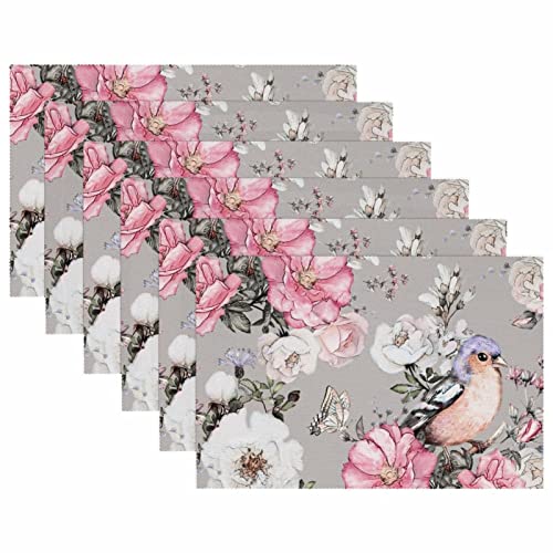 Sets de table antidérapants et thermorésistants oiseaux roses pour table - 6