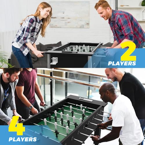 55\" Foosball Table, Heavy Foosball Table Adult Size, Professional-Grade Game Table with Adjustable Legs, Arcade Soccer Foosball Table Game with 9 Balls, Ideal for Home, Office, and Game Rooms