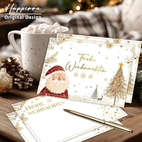 Weihnachtskarten mit Umschlag Set, 12 Stück Karte Weihnachten, weihnachtskarte Schöne Klappkarten Grußkarten Weihnachten, Christmas Cards für die schönsten Frohe Weihnachtsgrüße