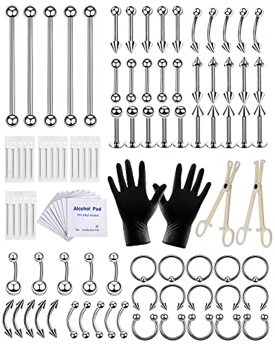 A-minusone 99pcs Piercing Jewelry Kit Piercing Needles Stainless Steel Piercing Clamps Nose Ring Lip Tongue Tragus Cartilage Helix Daith Eyebrow Nipple Belly Ring Body Jewelry Piercing Tools A-minusone 99pcs Piercing Jewelry Kit Piercing Needles Stainless Steel Piercing Clamps Nose Ring Lip Tongue Tragus Cartilage Helix Daith Eyebrow Nipple Belly Ring Body Jewelry Piercing Tools
