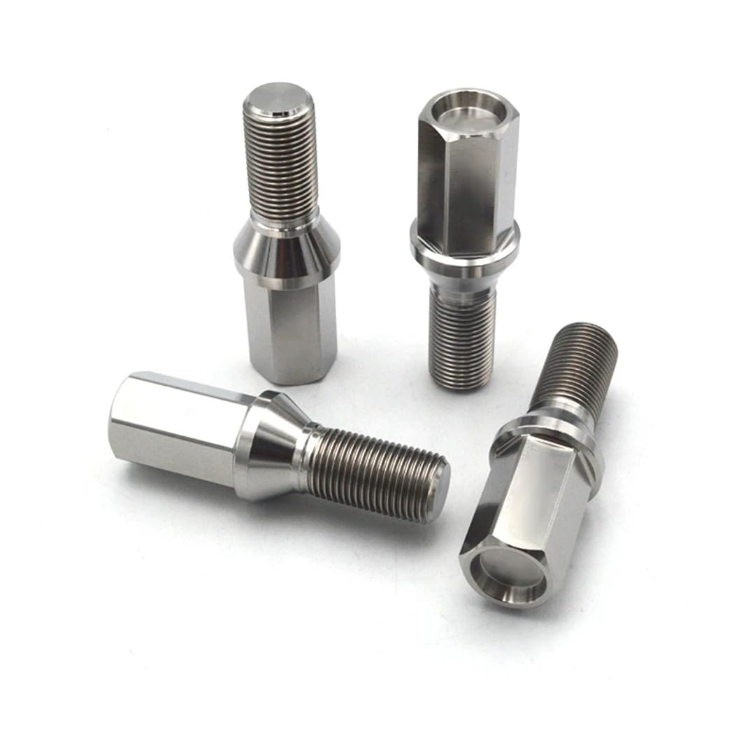 Śruby do Kół dla BMW, dla Mini, Dłuższa śruba koła z łbem sześciokątnym i stożkowym gniazdem 17 mm, tytanowa, M14x1,25