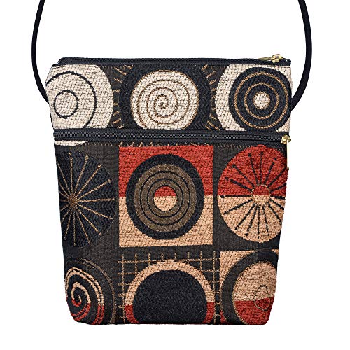 Danny K. Women's Tapestry Bella Purse Crossbody Handbag, Adjustable Cord, Handmade in USA (Ascot/Red)