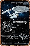 U.S.S. Enterprise NCC-1701 Movie Poster Wall Decor Sign - 12x8 Inch Metal Sign Wall Decor Sign,cave,bar,club,home Wall Art Metal Tin Sign Halloween Decor Sign