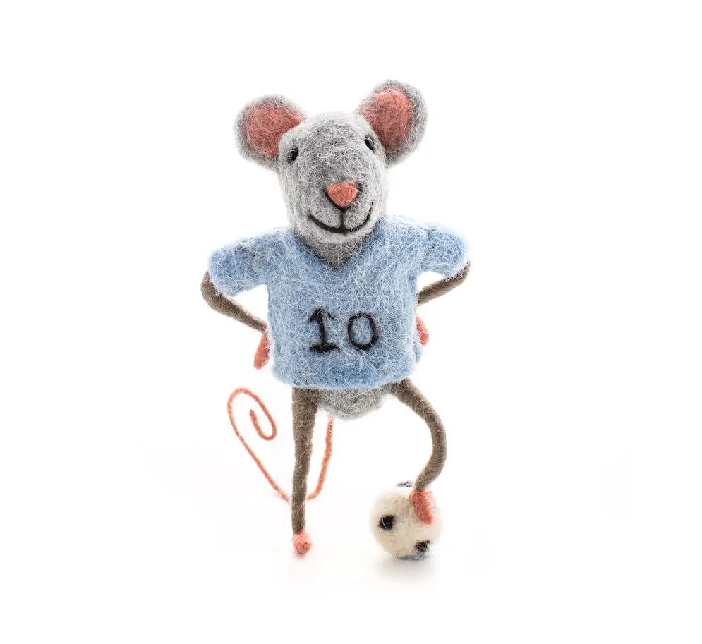 Sew Heart Felt - Blue Footballer Mouse - Handmade Gift For Argentina Fans โ image 1
