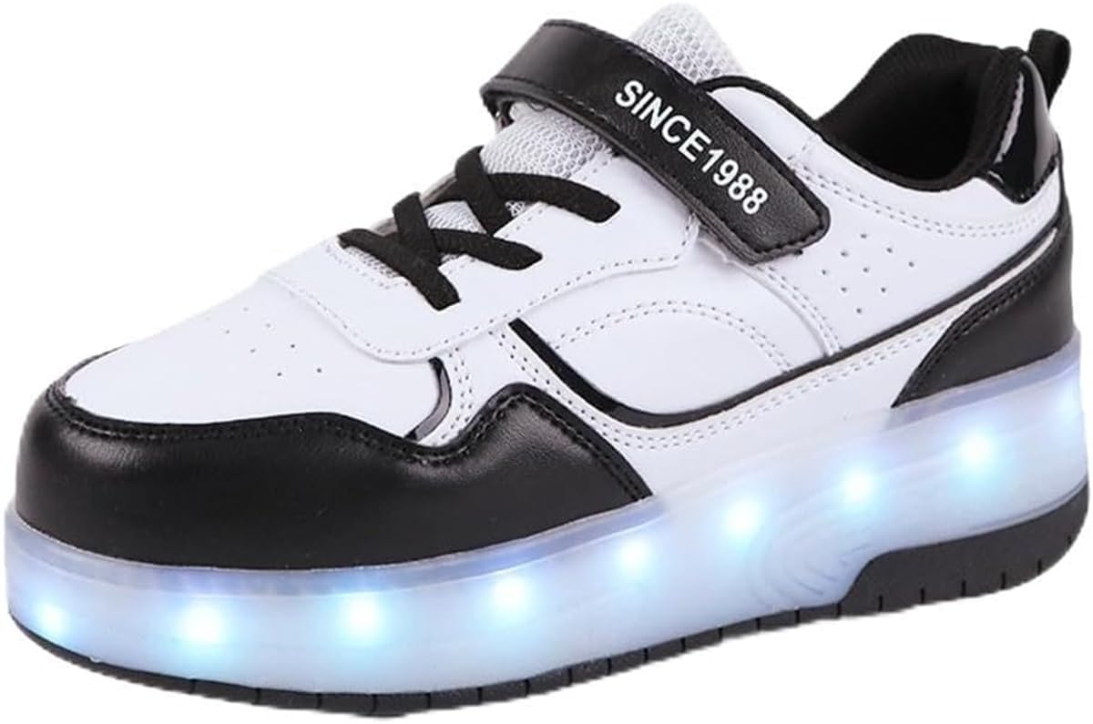 Scarpe con Ruote Ragazzi Ragazze Pattini a Rotelle Scarpe con 2 Ruote Scarpe da Parkour Scarpe da Skateboard Retrattili Unisex Scarpe per Adulti Sport Walking Park