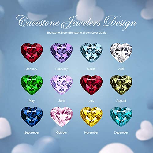 Cacestone Sterling Silver Gemstone 12Mm Created Blue Topaz Rose Flower Heart December Birthstone Necklace For Women Cubic Zirconia Jewelry Anniversary Birthday Gifts For Mom Wife Girls Her #TOP4