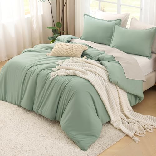 Litanika Queen Comforter Set Sage Green, 3 Pieces Lightweight Comforters Queen Size Solid Bedding Comforters Sets, Down Alternative Comforter Bed Set Quilt Blanket - Image 5