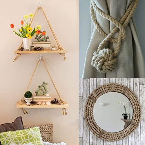 jijAcraft 10mm Jute Rope Hemp Rope Thick Jute Twine for Crafts, Home Decors, Gardening Bundling, Cat Scratch Post (32 feet)