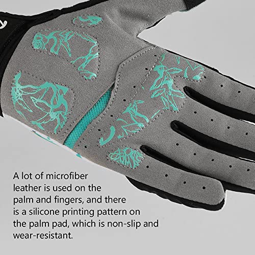 Dushow Women Cycling Gloves Full Finger Gel Padded Touchscreen Mountain Bike Gloves Green Bicycle Biking Long Gloves Anti-Slip Shock-Absorbing Riding Gym Sport Cyclegloves(Green Butterfly,M) #TOP2