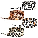 Rowbaty 4 Pairs Fashion Leopard Shoe Laces, 2CM Wide Soft Satin Ribbon Shoelaces for Women Girls Casual Shoes Shoestring