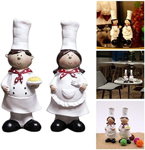 Monland 1 Pair of Boy Girl Chef Decoration Home Decoration Resin Crafts Wine Cabinet Window Restaurant Bakery Decoration