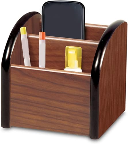 Miniatura 8 de STOBOK Soporte para bolígrafo de madera para escritorio, caja de bolígrafos de madera, organizador de escritorio multiusos, soporte de lápiz de