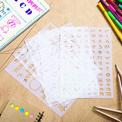 Image of 20 Pieces Journal Stencil Set A5 Plastic Planner Ultimate Productivity Stencils Scrapbook DIY Drawing Template Speedy Spread Journal Stencils for Notebook Schedule Diary Calendars Habit Record
