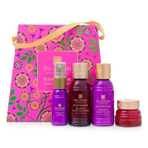 Image of SPA CEYLON Sleep Intense Discovery Set | Ayurvedic Spa Kit for Restful Sleep | Lemongrass Ylang Ylang | Body Cleanser 50ml, Body Lotion 50ml, Body Spray 20ml, Balm 8g | Organic | Spa Set
