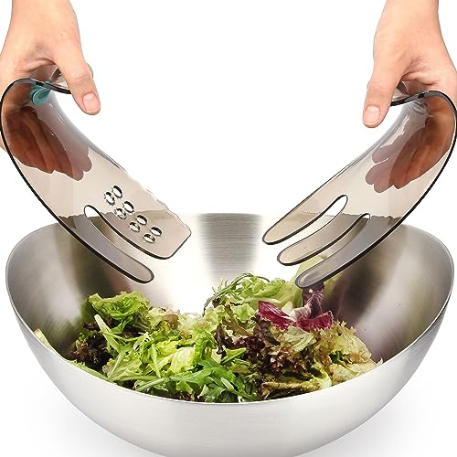 Salad Hands - Salad Tongs for Serving - Salad Serving Utensils - Salad Tosser Salad Servers - Salad Spoons for Serving - Space Saving Salad tools - Dishwasher Safe - One Pair