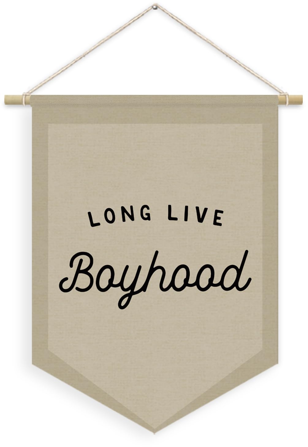 XYDEG Boys Room Decor, Long Live Boyhood Linen Canvas Banner, Boy Nursery Wall Hanging Pennant Flag Banner for Boys Kids Toddler Room Bedroom Playroom Decor, 15x11in - Neutral