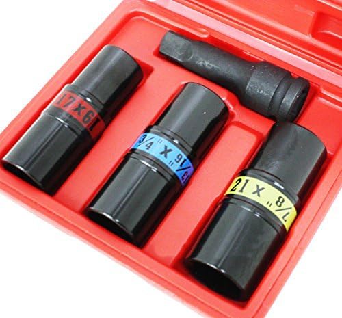4Pc 1/2" Flip Impact Socket + Bar Exension Wheel Lug Lock Nut Remover Installer