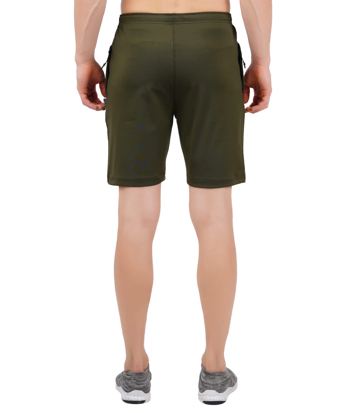 VEGO 4 Way Lycra Dry fit Shorts for Men, Four Way Lycra Half Pant for Men Olive Green 1