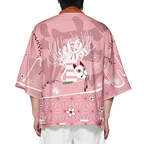Rayuwen Cardigã Kimono Tradicional Robe Masculino Plus Size Estampa Lobo Praia Japonesa Yukata Frent