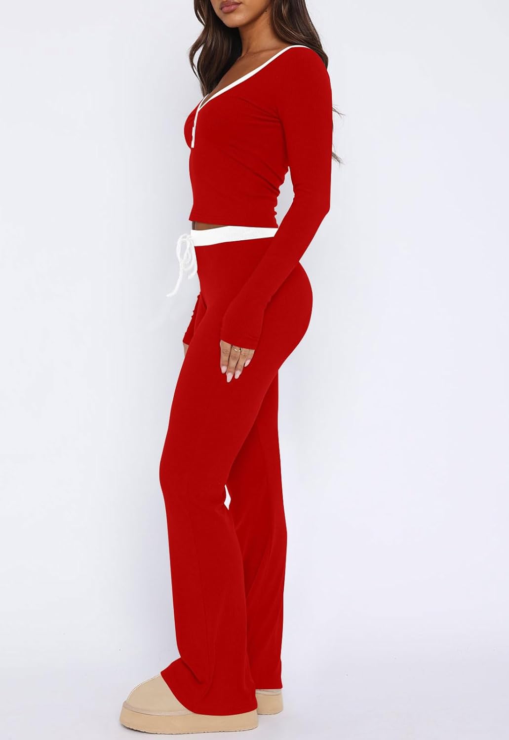 REVETRO Spring Lounge Sets For Women Sexy Pajama Sets Fall Long Sleeve Shirts Y2k PJ Sets Workout Set For GYM - Image 2