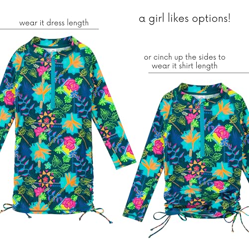 Image of SwimZip Girls' Long Sleeve Swim Dress Cover Up Swimsuit - UPF 50+ Sun Protection