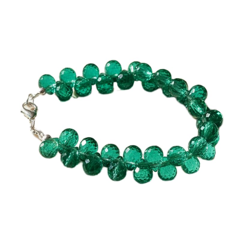 Bracelet onyx vert naturel 10x7mm LKBEADS bijou fait main oignon facetté 18cm