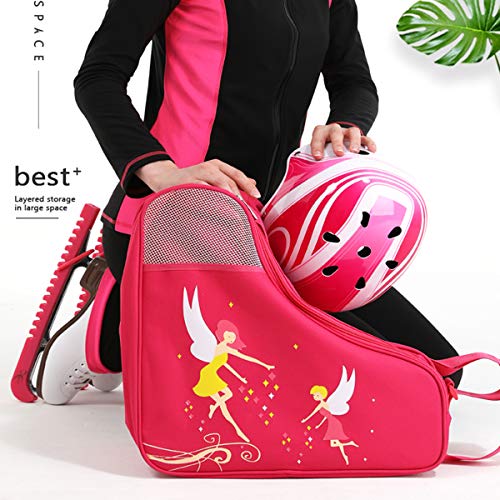 Ice Skate Bag Girls, Roller Skates Bag Inline Skate Bag Roller Ski Boot Bag, Women Figure Hockey Skate Bag Rollerskates Ice Skating Bags,Multiple Pockets for Ice Skate Protective Gears for Kids Adults - Thumbnail 2