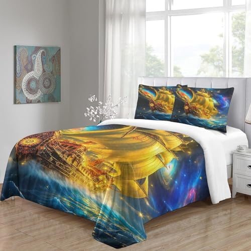 Parure de lit navire 3D en microfibre douce pour lit double 200x200cm - 4