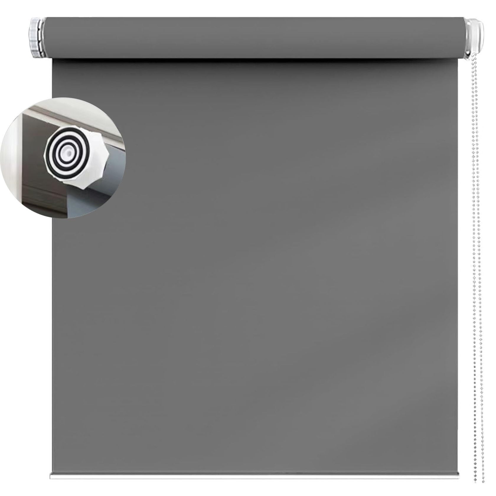 No Drill Blackout Blinds 85 x 220 cm Thermal Insulated UV Protection, Sun Shade Curtain with Install Accessories for Any Window, Loft, Dark Grey