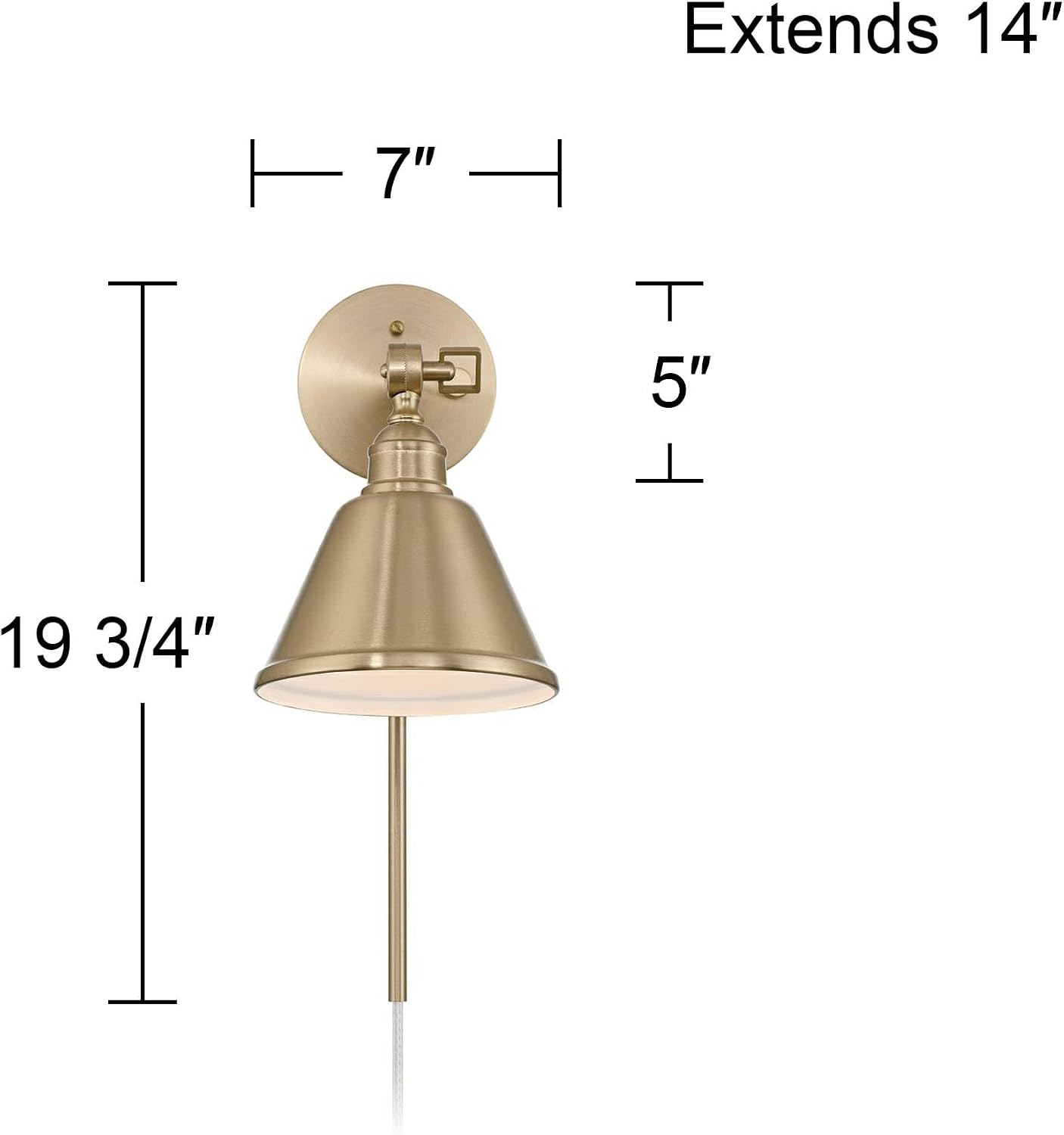 Possini Euro Design Possini Euro Justin 19 3/4" High Satin Brass Plug-in Cottage Core Wall Lamp