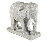  Dehner Dekofigur Elefant auf Sockel, ca. 50 x 23 x 49 cm, Granit, grau
