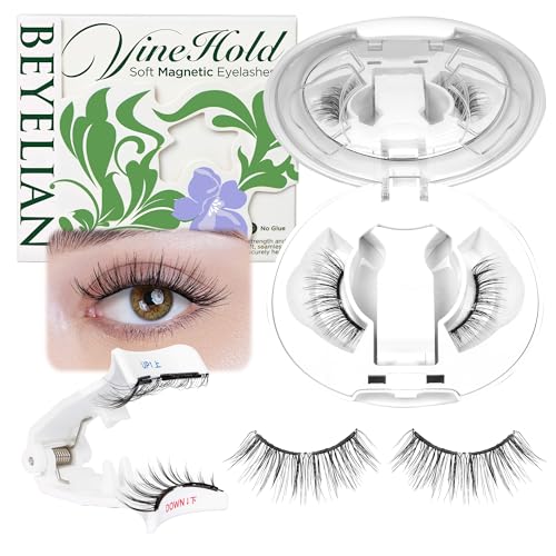 BEYELIAN Magnetic Eyelashes with Applicator, Upgrade Soft Magnetic Lashes Portable