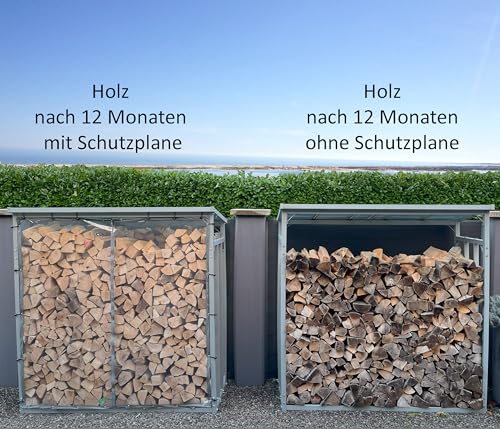 QUICK STAR Wetterschutzwand PVC transparent 174x173cm für Kaminholzunterstand XXL 185x70x185cm