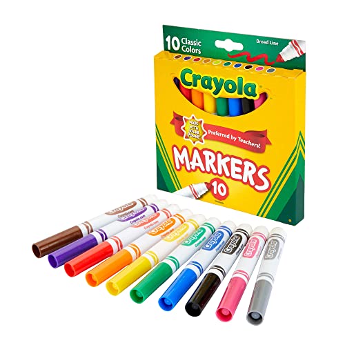 Crayola Broad Line Markers, Classic Colors 10 Each, 10 Count (Pack Of 1) #TOP20