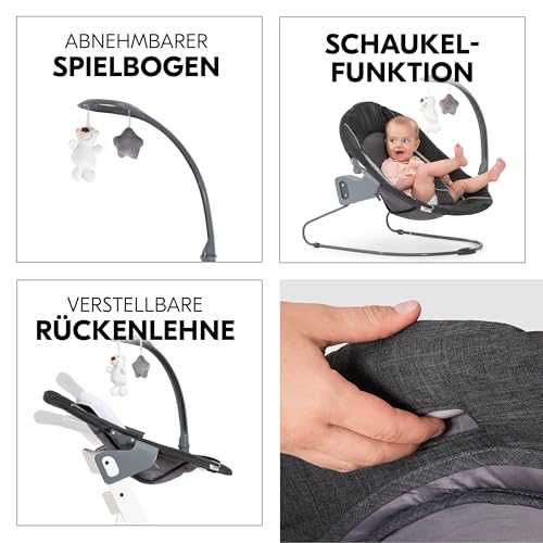 hauck Alpha+ Newborn Set Deluxe - Baby Holz Hochstuhl ab Geburt mit Liegefunktion - inkl. Aufsatz für Neugeborene & Sitzpolster - mitwachsend, verstellbar - Weiß