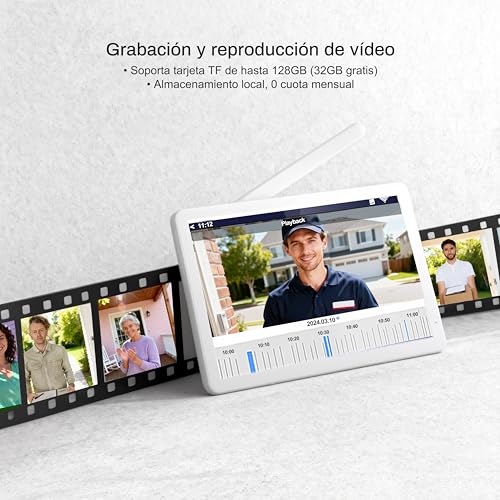SIMBAILAI WiFi Pantalla táctil de 8 Pulgadas HD 1080p Ultrafino Inalámbrico Videoportero Timbre Video Interfono,Detección de Movimiento, Compatible con la App Tuya, Almacenamiento de Vídeo Gratuito - imagen 8