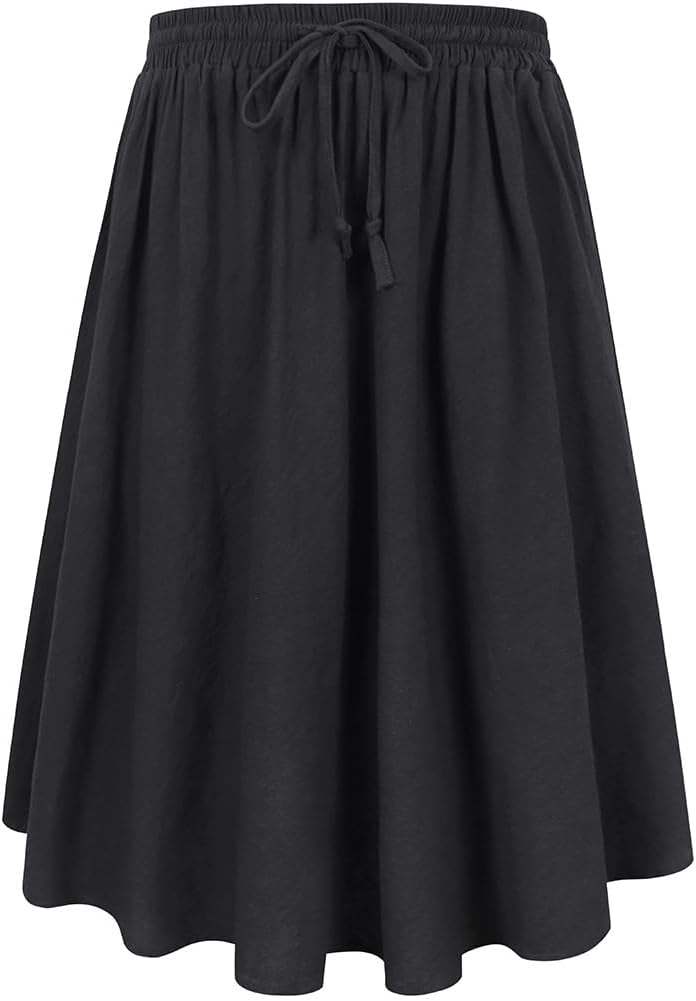 CARCOS Plus Size Midi/Mini Skirks for Women Solid/Star/Striped A Line Flowy High Waist Skirt XL-5XL