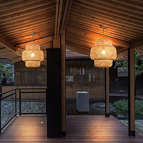 Luces de pie con capa de bambú natural WQHPLMD estilo años 50 6