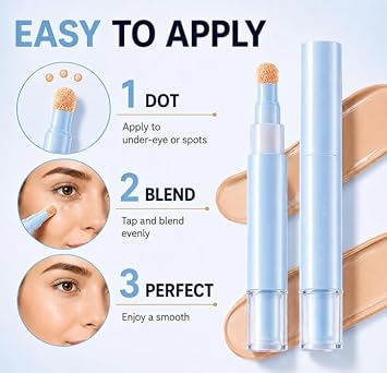 Dual-Effect Concealer & Foundation Eye Concealer, 24-Hour Long-Lasting, 2 in 1 Liquid Foundation Eye Concealer Pen, High-Coverage Matte Finish, Acne Marks & Spots, Long-Lasting Brightening Face (01#)