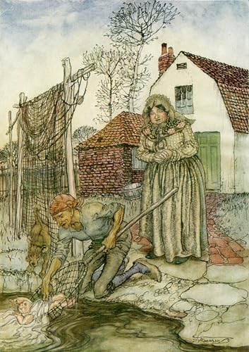 Tableau impressions d'art mural le poisson et l'anneau Arthur Rackham poster chambre