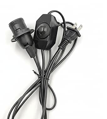 E26 Plug-in Light Socket Cord with Dimmer Switch – 5.5 ft, CSA Certified, LED Compatible, Black