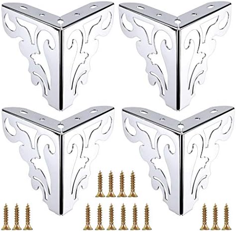 OwnMy 4pcs Metal Furniture Legs Feet, Modern Sofa Cabinet Legs for Repair & Restoration of Dresser, Wardrobe, Tea Table, Worktop Shelves Bed, Weight Capacity of 550 lbs Per Leg (Silver, 12cm/4.7inch)