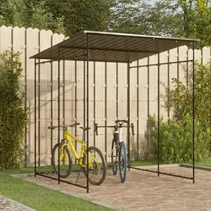 Augerlite Fahrradschuppen aus pulverbeschichtetem Stahl 190x190x222 cm Schwarz, robuster Fahrradständer und Abstellplatz, platzsparend für Garage, Werkstatt, Keller, Balkon, sichere Aufbewahrung
