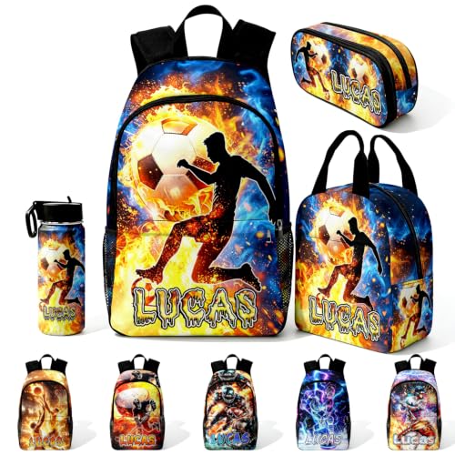 Image of Custom Kids Backpack for Boy Toddler Backpacks Back to School Bookbag Set | Kid Personalized Backpack with Lunch Box Boy Kindergarten Elementary Preschool Daypack Birthday Gifts Travel Sports Soccer