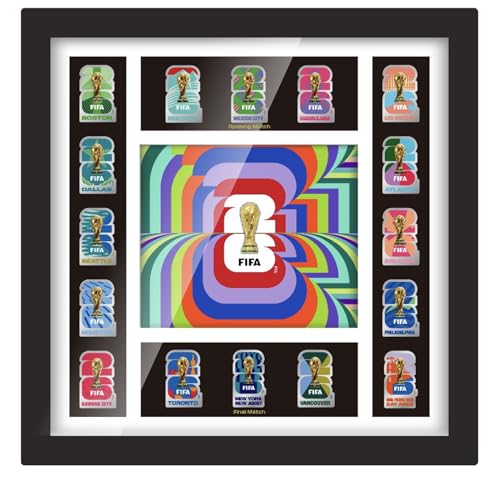 Wagon International Officially Licensed FIFA World Cup 2026 Host Cities Pin Frame Complete 16-City Set with 2.5D Trophy Pin Limited Edition Wall-Mountable Display (Only 10 000 Globally)