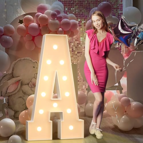 120cm Jaune Lettre Lumineuse,Lettres Lumineuses Géantes de Pour la Décoration D'Anniversaire,Decoration Anniversaire Fille,Grandes Lettres Pour Les Événements de...